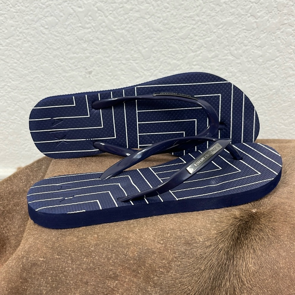 Armani Exchange Navy Nautical Flip Flops